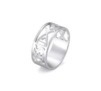 Jesús Pez Anillos Para Hombres Mujeres Acero Inoxidable Esqueleto Estilo Cristiano Simbolo Jesus Fish Anillos Fe Joyeria (Plata, 8)
