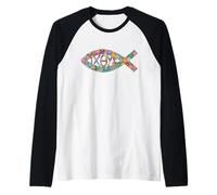 Jesús Pez Símbolo Ichthys Christian Camiseta Manga Raglan