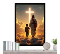 Jesus Picture Frame - Christian Religious Wall Art Light Up Decor, Spiritual Faith Photo Display, Illuminated Artwork Frame | Living Room Bedroom Study Hallway Office Church Hotel Apartment Christ
