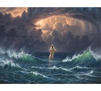 Jesús pintura de diamantes por números, kits de pintura de diamantes 5D completos religiosos Jesús redondo pintura de puntos de diamante arte manualidades decoración del hogar 30 x 40 cm (JS-3)