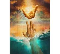 Jesús pintura de diamantes por números, kits de pintura de diamantes 5D completos religiosos Jesús redondo pintura de puntos de diamante arte manualidades decoración del hogar 30 x 40 cm (JS-5)