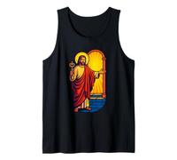 Jesús Radiante sosteniendo ilustración Clave, diseño de Arte Cristiano Camiseta sin Mangas