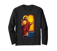 Jesús Radiante sosteniendo ilustración Clave, diseño de Arte Cristiano Manga Larga