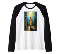 Jesús redimió Efesios 1:7 Vidriera Cristiana Camiseta Manga Raglan