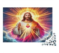 Jesus Religion 1000 Piece Adult Jigsaws Jesus with Sacred Heart Educational Games Suitable for Decompression 70x50cm 1000pcs