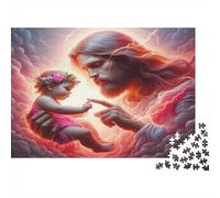 Jesus Religion 1000 Piece Puzzle for Adults Jesus with Baby in Pink Crown Fun and Challenging Family Game Great Gift Idea 52x38cm 1000pcs