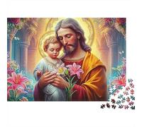 Jesús - Religión 1000 Piece Recycled Cardboard Arte Floral Espiritual Jigsaw Puzzle Set Educational Challenge Home Fun Great Gift for Family Puzzle Collectors 52x38cm/1000pcs