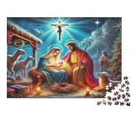 Jesús - Religión 1000 Piezas Juego Educativo: Escena del Nacimiento con Ángeles para Adultos Adolescentes Cartón Premium 100% Reciclado 52x38cm/1000pcs