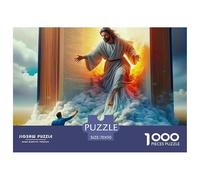 Jesús - Religión 1000 Piezas para Adultos y niños: Jesús Llama a un Hombre Desde Las Nubes, Juegos educativos, Rompecabezas de decoración del hogar para la Familia, 70 x 50 cm/1000 Piezas