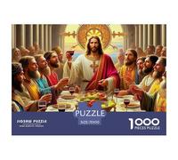Jesús - Religión 1000 Piezas para Adultos y niños: Última Cena Jesús con discípulos en la Mesa Juegos educativos Decoración del hogar Rompecabezas para la Familia 70x50cm/1000 Piezas