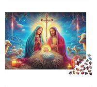 Jesús - Religión 500 Piece Estilo de Dibujos Animados Puzzle para Adultos - Reto Relajante, Rompecabezas Educativo, Decoración Hogar (500pcs (52x38cm))