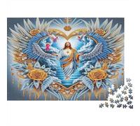 Jesus Religion Adult Jigsaw Puzzles Jesus with Angel Wings for The Whole Family Women, Gifts for Men 38x26cm 1000pcs