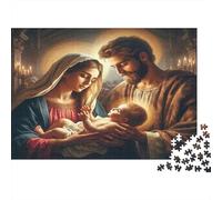 Jesus Religion Adult Puzzle for Decompression Holy Family with Newborn Baby Educational Game Challenge 1000 Piece 52x38cm 1000pcs
