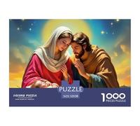 Jesús - Religión Papel Reciclado para Adultos: María y José Junto al Niño Jesús en el Pesebre Juego Educativo Descompresión 1000 Piezas 52x38cm/1000uds
