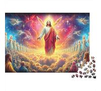 Jesús - Religión Puzzles para Adultos Divertido 500 Piece Estilo de Dibujos Animados Juego Intelectual, Juego Educativo, Decoración Hogar, Alivio del Estrés, Reto Educativo (500pcs (52x38cm))