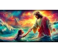 Jesús-Religión Rompecabezas Imposible,desafío for Adults Entretenimiento Creativo 1000 Piezas Obra de Arte de Juego de para Adultos, Regalos a Partir de 14 Años 38x52cm/1000pcs