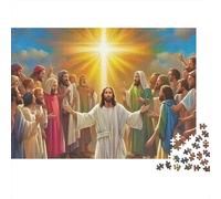 Jesús-Religión Rompecabezas Procesión Divina 1000 Piezas Cartón Resistente Alivio del Estrés Interior Hogar Ocio para Adultos Familia Parejas Entusiastas 38x26cm/1000 Piezas
