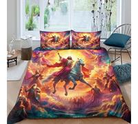 Jesús - Religión Ropa De Cama 3D Estampada Anti Bolas Fácil Cuidado El Arte de la Segunda venida Ropa Juvenil Single（140x200cm）