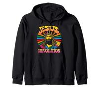 Jesus Revolution Christian Faith Retro Groovy Hippie Flower Sudadera con Capucha