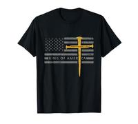 Jesús Rey Cruz Cristiana con Bandera Americana Camiseta
