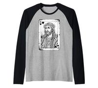 Jesús Rey De Corazones - Amante De Los Juegos De Cartas Camiseta Manga Raglan