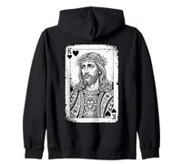 Jesús Rey De Corazones - Amante De Los Juegos De Cartas Sudadera con Capucha