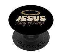 Jesús Rey de Reyes Mensaje Espiritual en Tipografía PopSockets PopGrip Adhesivo