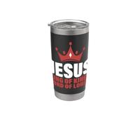 Jesús Rey de Reyes Señor de Señores Apocalipsis 19 16 Vaso térmico de acero inoxidable de doble pared