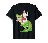 Jesus Riding Dinosaur T Rex Jesucristo Cute Christian Camiseta
