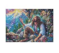 Jesús Roca en el Arroyo Religioso Fe Espiritual Puzzle 300 Piezas para Adultos Divertido Estimulante Y Entretenido Familia Amigos O Hobby 300 PCS（40x28cm）