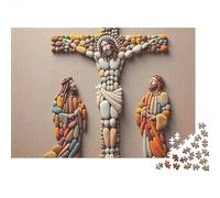 Jesús-Rompecabezas religioso de la Cruz Sagrada,1000 Piezas,cartón Grueso sin Polvo,Ideal para el hogar,Ocio,Vacaciones,Regalo para la Familia,Adultos,Principiantes,Adolescentes,70x50cm(1000 Piezas)
