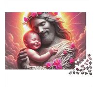 Jesús - Rompecabezas religioso desafiante y Estimulante: Jesús sosteniendo a un bebé con una Corona de Flores para Adultos y niños a Partir de 12 años, 38 x 26 cm/1000 Piezas