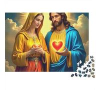 Jesús-Rompecabezas religioso Sagrado Corazón Compañerismo 1000 Piezas Cartón Liso Enmarcable Arte Actividad grupal para Parejas Adultos Familia Entusiastas 52x38cm/1000 Piezas