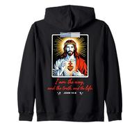 Jesús Sagrado Corazón Juan 14:6 Verso de la Biblia de Fe Cristiana Sudadera con Capucha