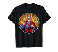 Jesús Sagrado Corazón Rojo Vitral Sao Paulo Arte Católico Camiseta