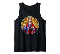Jesús Sagrado Corazón Rojo Vitral Sao Paulo Arte Católico Camiseta sin Mangas