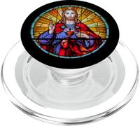 Jesús Sagrado Corazón Rojo Vitral Sao Paulo Arte Católico PopSockets PopGrip para MagSafe