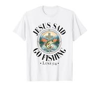 Jesus Said Go Fishing Luke Bible Verse Christian Fishing Camiseta
