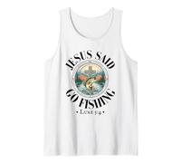 Jesus Said Go Fishing Luke Bible Verse Christian Fishing Camiseta sin Mangas