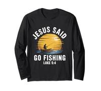 Jesus Said Go Fishing - Verso de la Biblia Christian Fisherman Manga Larga
