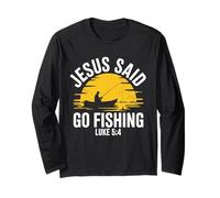 Jesus Said Go Fishing - Verso de la Biblia Christian Fisherman Manga Larga