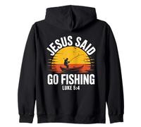 Jesus Said Go Fishing - Verso de la Biblia Christian Fisherman Sudadera con Capucha