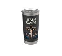 Jesús salva a creyente de fe cristiana seguidor devoto Vaso térmico de acero inoxidable de doble pared