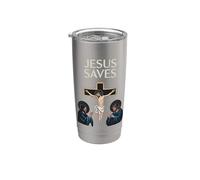 Jesús salva a creyente de fe cristiana seguidor devoto Vaso térmico de acero inoxidable de doble pared