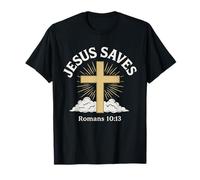 Jesús salva a Romanos 10:13 Cruz Salvación Cristiana Camiseta