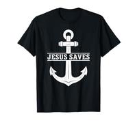 Jesús salva ancla cristiana para hombres Camiseta