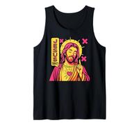 Jesús Salva Christian Anime Sacred Heart Manga Pop Art Style Camiseta sin Mangas