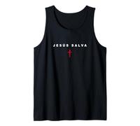 JESÚS Salva - Christian Faith Cross Gospel Minimal (Spanish) Camiseta sin Mangas