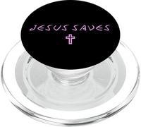 Jesús Salva Cruz Sutil Cristiana Minimalista fe de Dios PopSockets PopGrip para MagSafe