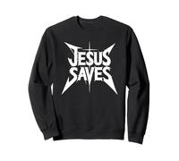 Jesús salva divertida fuente de metal cristiana Faith Rocker Sudadera